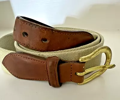 Coach Belt Sz 42  Brown Leather Canvas 3880 Brass Natural Linen Vintage • $24