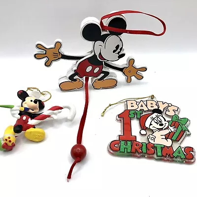 The Walt Disney Company Mickey Mouse 3 Vintage Plastic/Wood/Glads Ornaments • $22.25