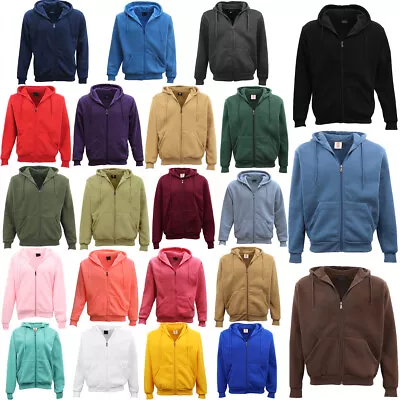 Adult Unisex Zip Plain Fleece Hoodie Hooded Jacket Mens Sweatshirt Jumper XS-8XL • $9.33