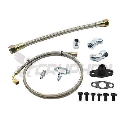 Braided Turbo Oil Feed & Drain Return Line Kit For BorgWarner S200 S300 S400 SXE • $93.29