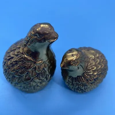 Brass Quail Birds Figurines One Pair (2 Piece) Vintage Nice Patina Decoration • $14.95