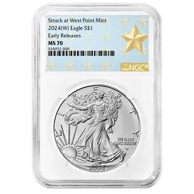 2024 (W) $1 American Silver Eagle NGC MS70 ER West Point Star Label • $52.93