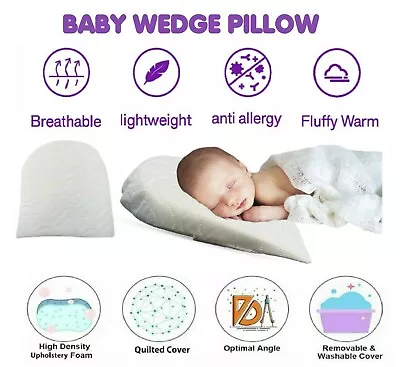 Baby WEDGE Pillow Sleep Safety Anti Reflux ROUND Congestion Toddler Foam Pillow • £11.99