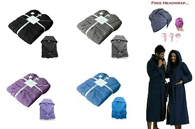 100% Egyptian Cotton Super Soft Towel Hooded Bath Robe Dressing Gown Men Women • £26.99