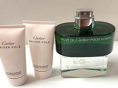 1 X MUST  De CARTIER  POUR HOMME By  Cartier . EDT .100 Ml + 2 XBody Lo +Gel • $185