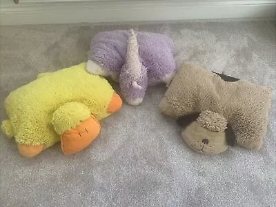 Pillow Pets X3 Purple Unicorn Brown Dog Yellow Duck Soft Toy Plush • £9