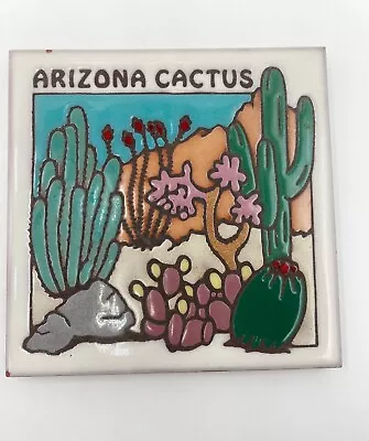 Masterworks Square Vintage Tile Trivet Arizona Cactus • $7.99