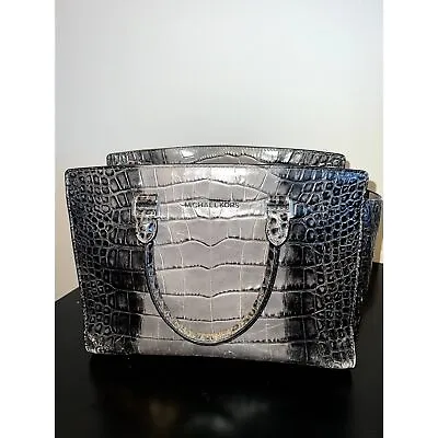 Michael Kors Satchel Tote Bag Gray Croc Embossed Leather  • $68