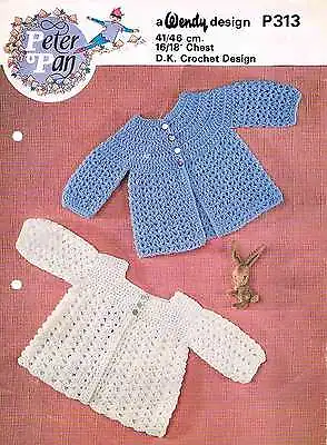 Vintage Baby Crochet Pattern 16 & 18 Inch Chest 2 Designs DK A4 Printed Copy • £1.99