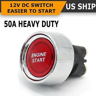 Universal 12V Car Red Illuminated Engine Start Switch Push Button Race Starter • $8.99