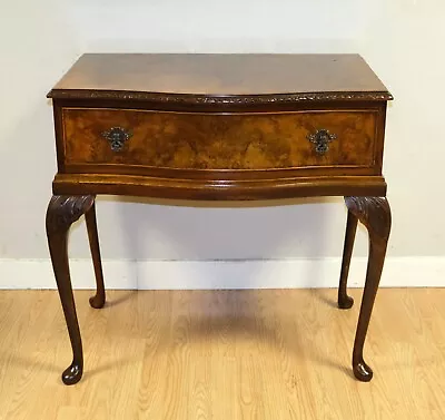 Lovely Walnut Serpentine Front Side Table On Cabriole Legs With Single Drawer • £750