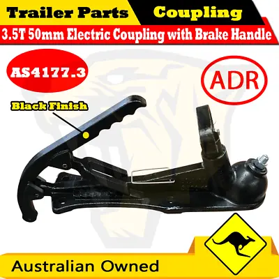 $73 • Buy Superior 3500 Kg 50mm Electric Trailer Hitch Coupling With Brake Handle Black