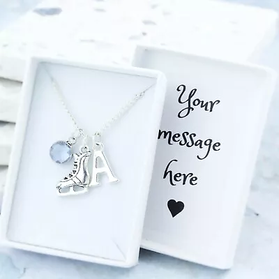 Ice Skating Necklace Personalised Gift Figure Skating Charm Ice Hockey Gifts • £11.49