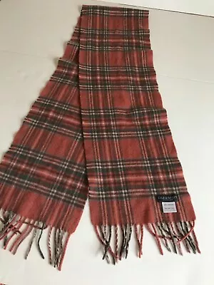 100% Cashmere Peach Pastel Plaid Scarf Scotland Lyle And Scott • $9