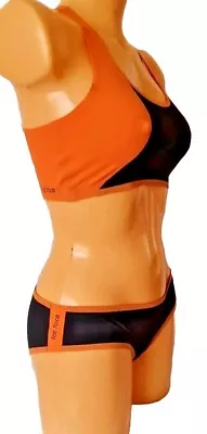 Fat Face Ladies Black Orange Anti Uv Rash Guard Bikini Surfing Beach Uk 8 10 New • £12.95