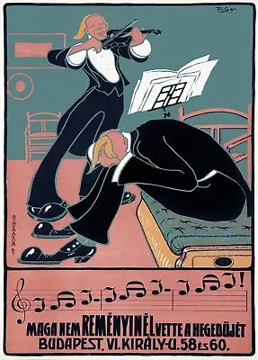 5691.Budapest.Violinist  Playing To Conductor.POSTER.Decoration.Graphic Art • $37