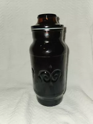 Vintage 1970s Borden Cremora Amber Fleur Di Lis Glass Canister/Apothecary Jar • $29.99