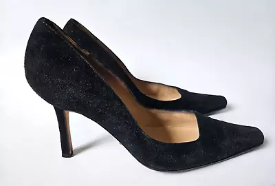 Manolo Blahnik BB 90mm Heel Pumps Black Suede Pointed Toe 39 9 • $134.99