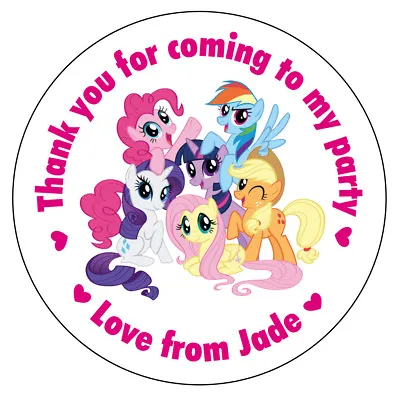 Personalised Round My Little Pony Birthday Party Stickers Sweet Cones Seals 1021 • £3.61