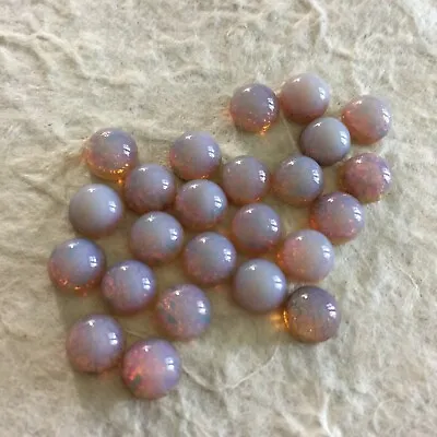 HA908A Vintage Czech 7mm Milky Fire Opal Harlequin Round Glass Cabochon (24) • $5.25