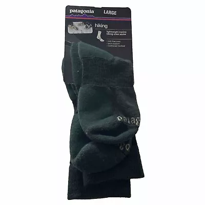 Patagonia Lightweight Merino Hiking Crew Socks Wool Size Large Green NOS • $24.95