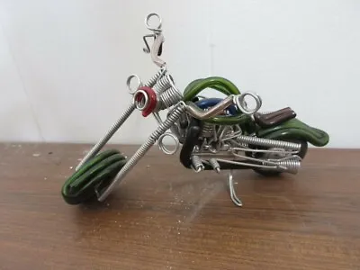 Small Motorcycle Hand Crafted Recycled Metal & Plastic Art Sculpture Figurine  • $19.99