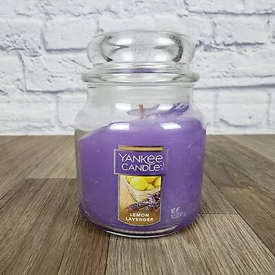 Yankee Candle Lemon Lavender 14.5 Oz Glass Medium Jar With Lid • £12.53