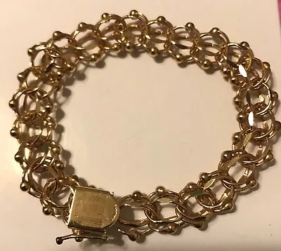 Vintage Designer Rhythm 12K GF Double Link Charm  Bracelet 7.5 Inches Appx 13.4g • $25