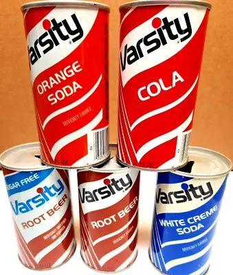 5 Varsity Soda 12 Oz Cans Graf'/s Beverages Inc Milwaukee WI Straight Steel • $19.99