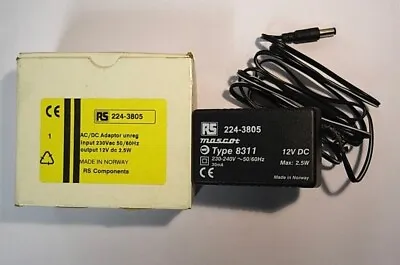 POWER ADAPTOR Plug-in 230V Ac To12V Dc 210mA NOS RS224-3805 Mascot Norway  • £5