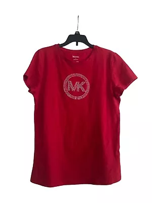 Michael Kors T Shirt Womens Red M  Rhinestone Logo • $16.95