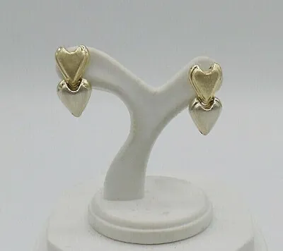  Zales Estate Post Two Tone Gold  14KT Hearts  Fine Earrings • $79.99