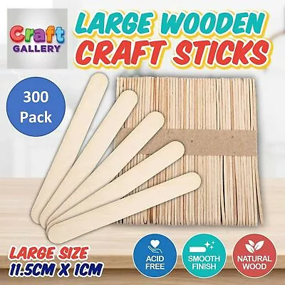 300X Craft Stick Wooden Paddle Pop Stick Coffee Tea Ice Cream Natural Colour • $14.50