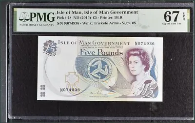 Isle Of Man 5 Pounds ND 2015 P 48 Superb Gem UNC PMG 67 EPQ • $48.99