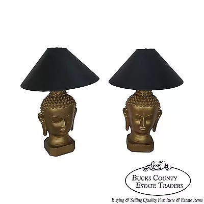 Vintage Pair Of Mid Century Buddha Head Lamps By Plasto Co. • $995