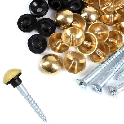 £4.25 • Buy BRASS MIRROR SCREWS 8G X 1  Polished Dome Head Cap Cover RUBBER WASHER Bathroom