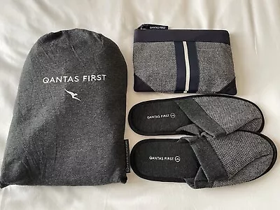 NEW Qantas First Class Pyjamas Amenity Kit Slippers Size L/XL • $69