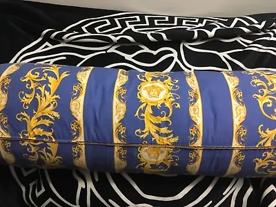 Versace Pillow Cushion Bolster Medusa Gold Blue Original King Sale • $499