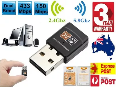 $9.04 • Buy Dual Band 600Mbps USB WiFi Wireless Dongle AC600 Lan Network Adapter 2.4GHz 5GHz