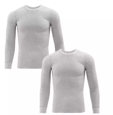 Fruit Of The Loom 2 Pack Men's Waffle Thermal Crew Tops Gray Size Large NEW • $17.94