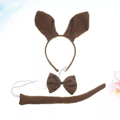  3 Pcs Fashion Kids Animal Costume Set Kangaroo Headband Bowtie Tail Kit Cartoon • £8.98