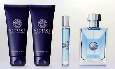 Versace Pour Homme Eau De Toilette Spray After Shave Balm Shampoo Travel Spray  • $114.50