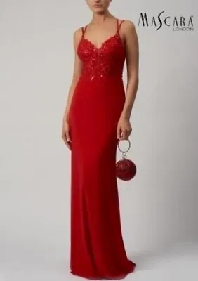 Mascara MC181506 Size 2 Red Sequin Evening Dress Lace Up BNWT • £249.99