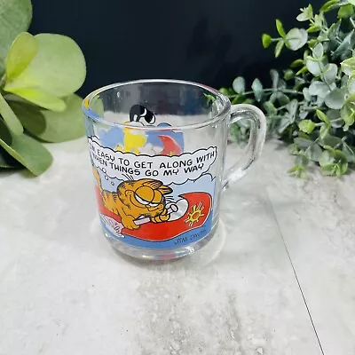 1978 JIM DAVIS McDonald's Garfield In Canoe Odie Glass Coffee Cup Mug VINTAGE  • $16.99