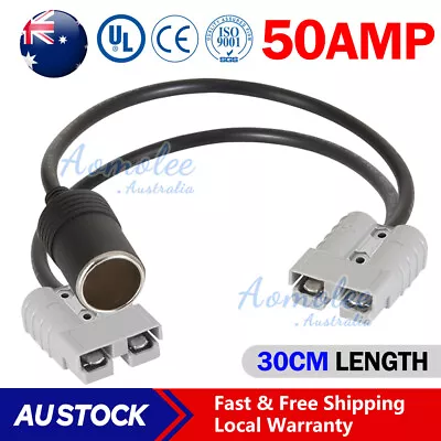 Anderson Plug To Cigarette Socket  Double  Adapter 12 Volt Caravan 4WD 30cm • $19.85