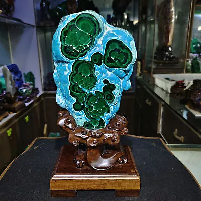 4.35kg Natural Malachite Geode Specimen Quartz Crystal Specimen Care • $798