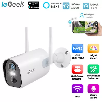 IeGeek Security Camera Battery Powered Outdoor Wireless WiFi CCTV Camera Siren • $48.99