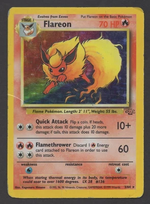 $15.80 • Buy 1999 Flareon 3/64 Holo Rare - Pokemon Jungle Base Series - Vintage WOTC