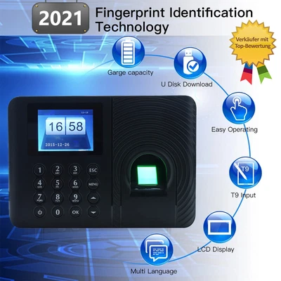 £39.59 • Buy 2.4  LCD Biometric Time Attendance Machine Recorder Clock Employee Checking-in
