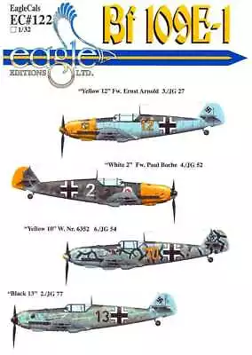 EagleCals Decals 1/32 MESSERSCHMITT Bf-109E-1 Fighter Part 3 • $16.50
